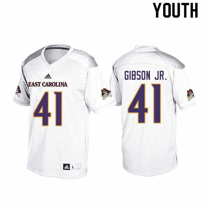 Youth #41 Hasan Gibson Jr. ECU Pirates College Football Jerseys Sale-White - Click Image to Close